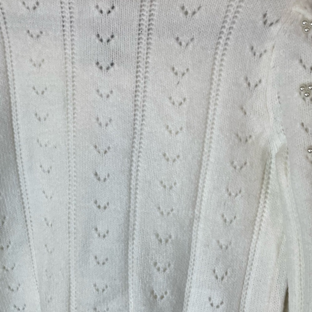 Industry‎ Republic Clothing White Long Sleeve Sweater Pearls Ruffles Size Medium - Picture 4 of 9